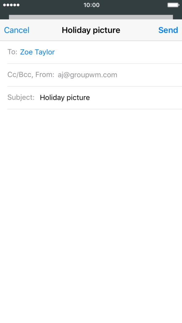 Press the text input field and write the text for your email.