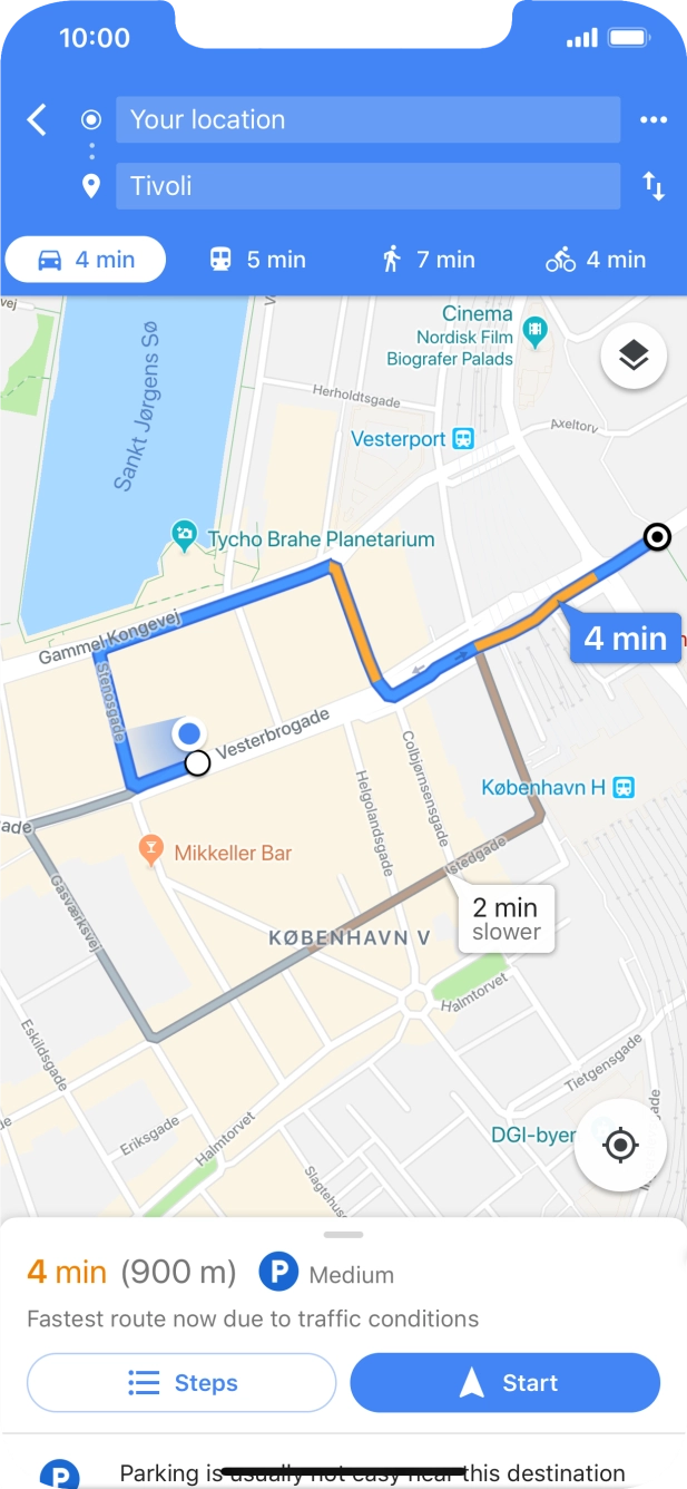 Press the required mode of transportation.