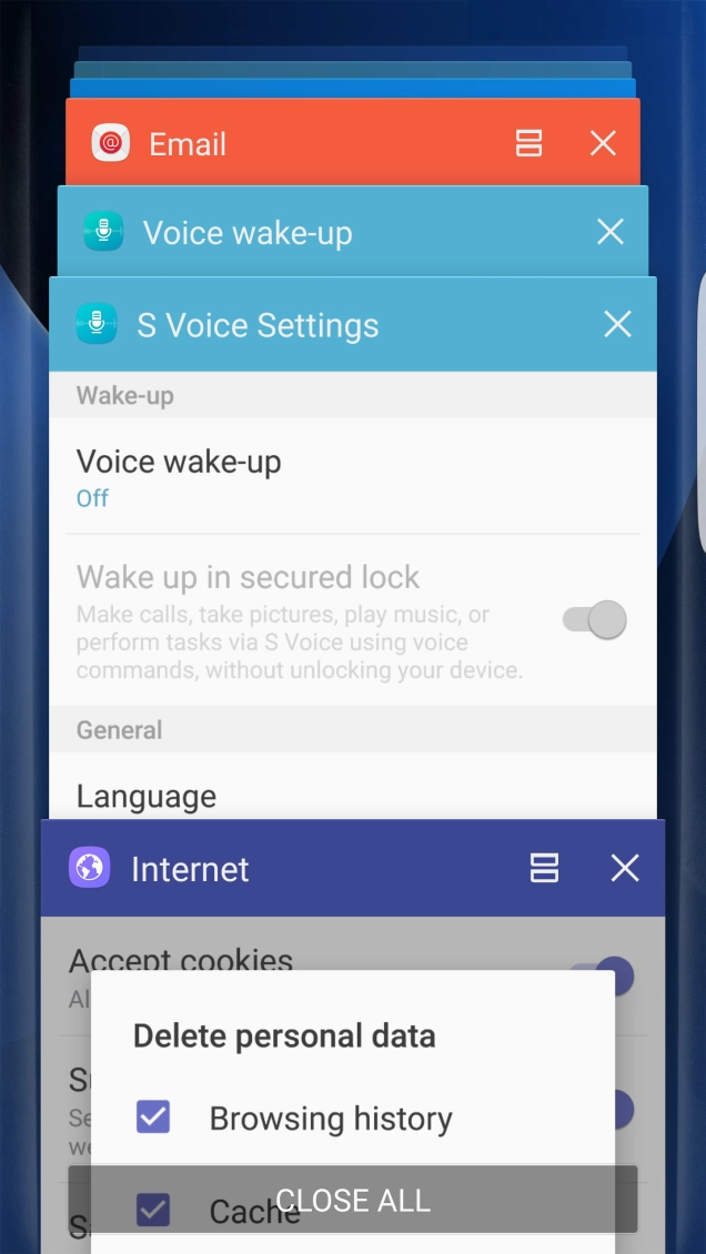 Press CLOSE ALL to end all running applications. Press CLOSE ALL to end all running applications.