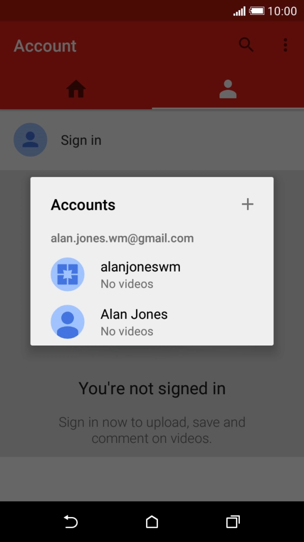 Press the required account.