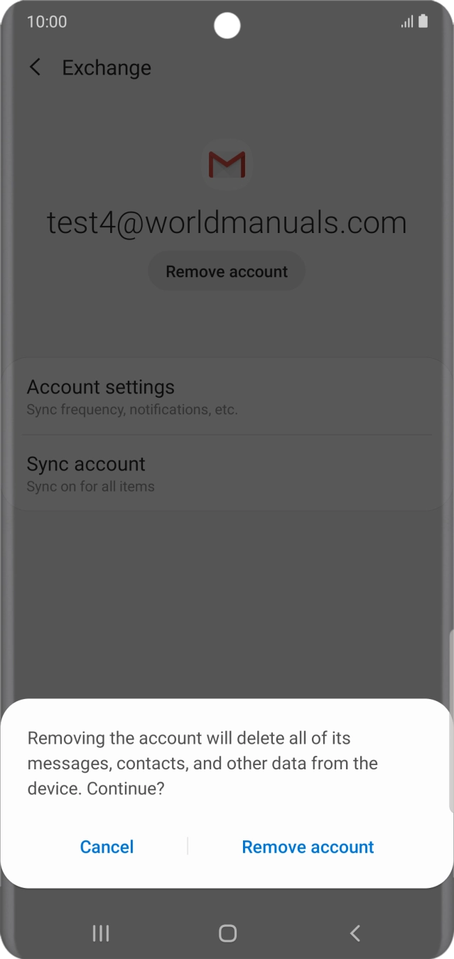 Press Remove account.