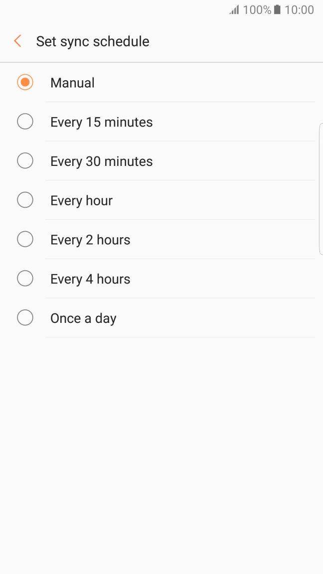 Press the required setting.