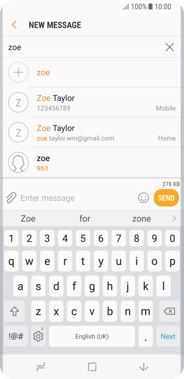Press the required contact.