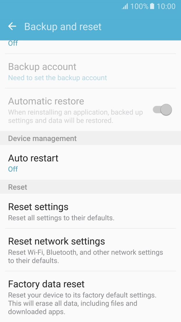 Press Factory data reset.