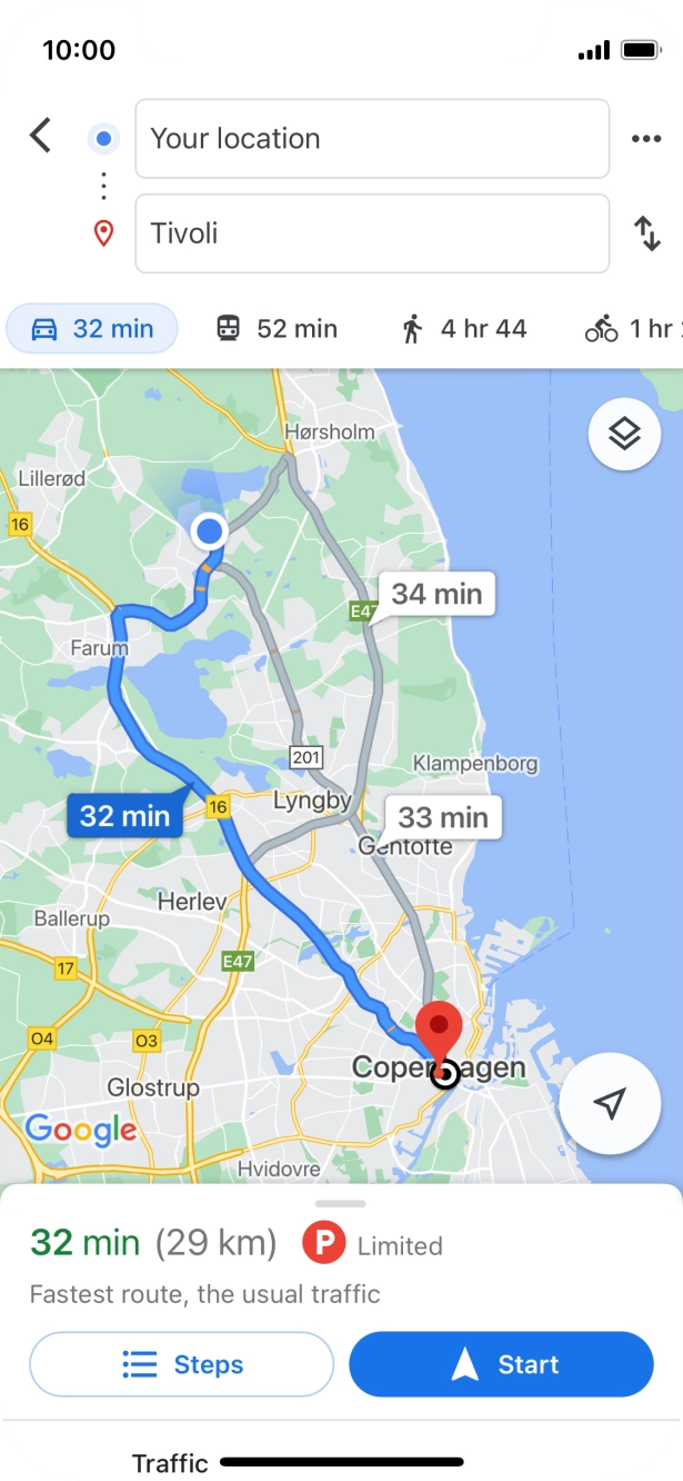 Press the required mode of transportation.