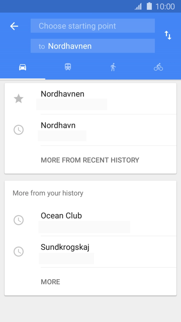 Press the required mode of transportation.