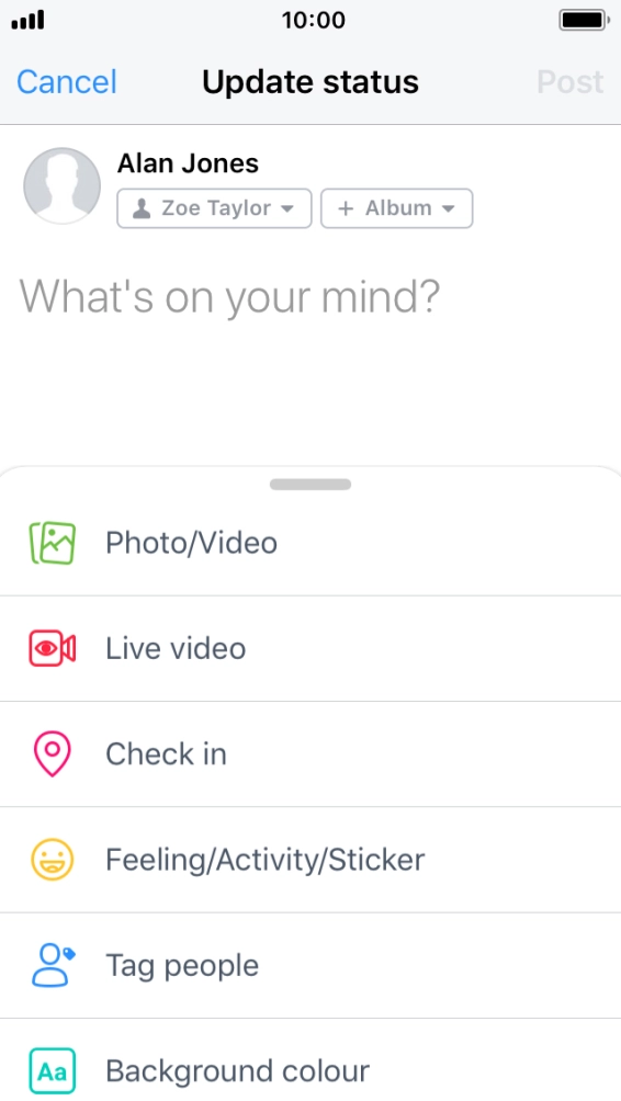 Press the text input field.