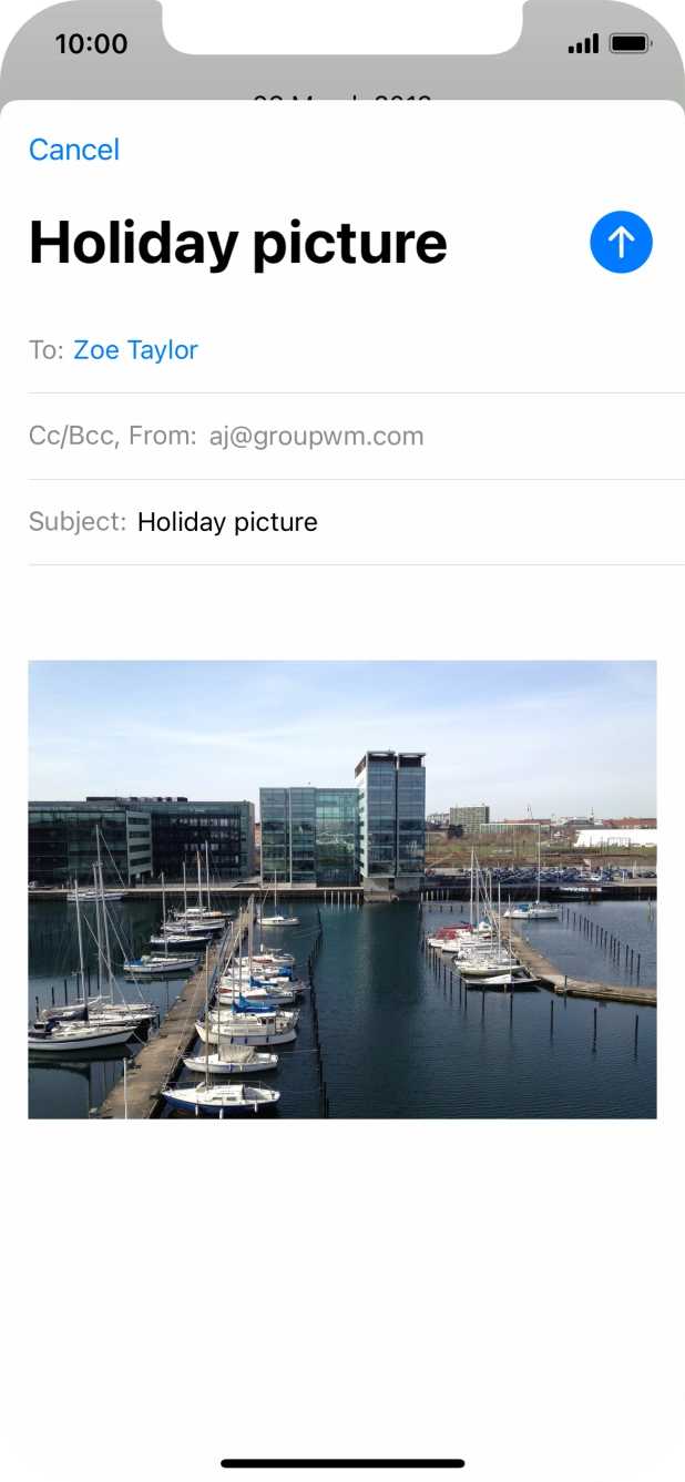 Press the text input field and write the text for your email.