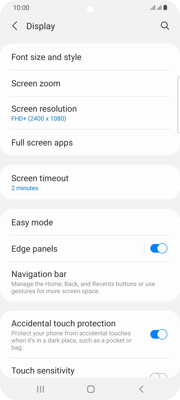 Press Screen timeout.