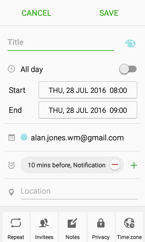 Press Title and key in the subject for the appointment.