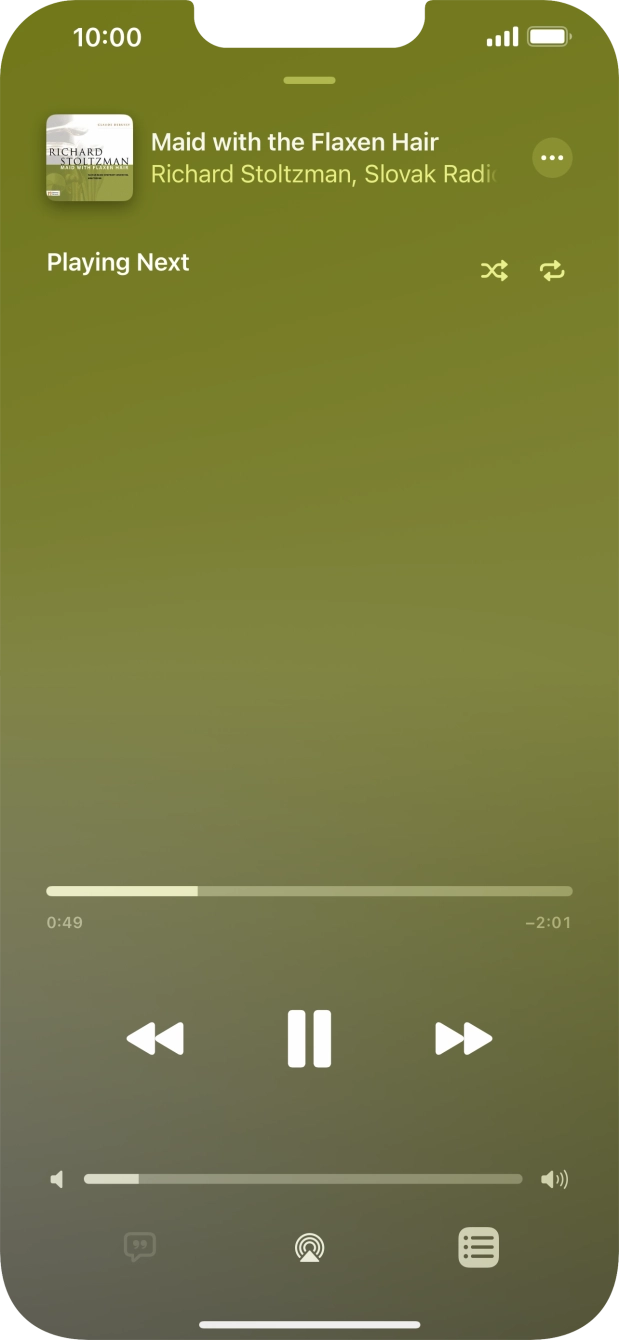 Press the shuffle icon to turn the function on or off.