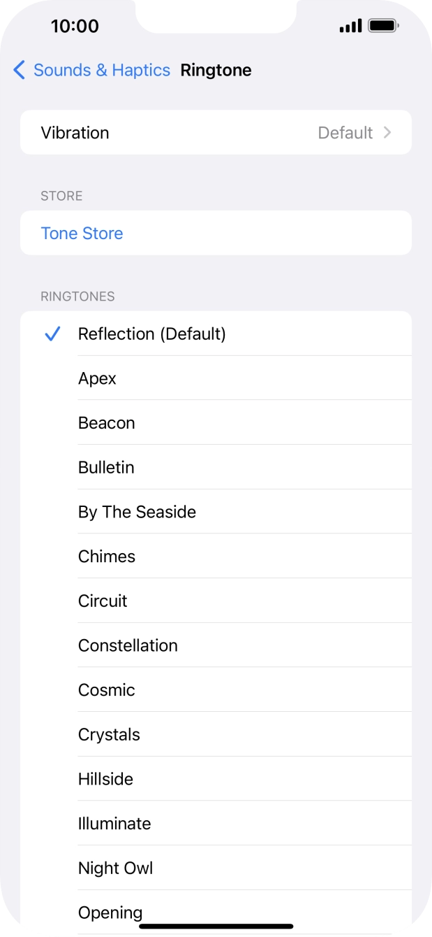 Press the different ring tones to hear them.