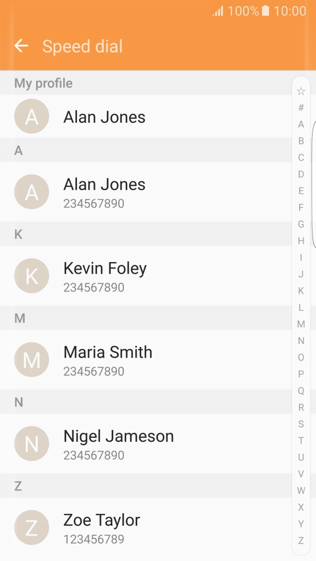 Press the required contact.