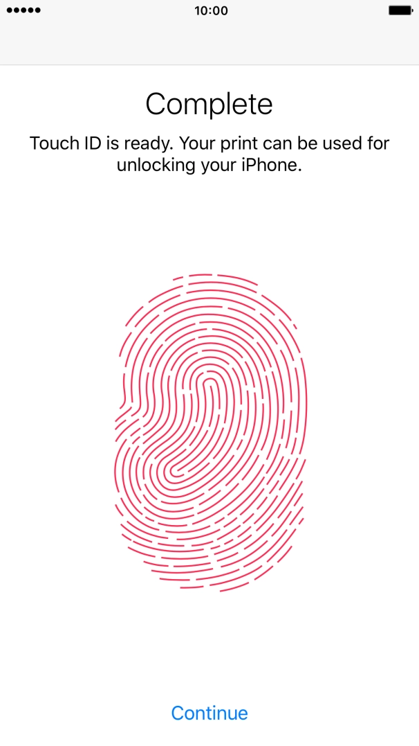 Press Continue. If you haven't previously selected a phone lock code, key in a code of your own choice twice.