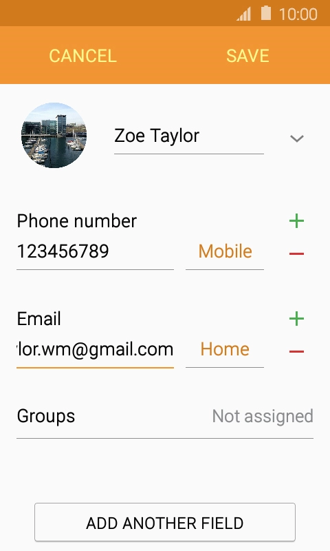 Press the field next to the email address.