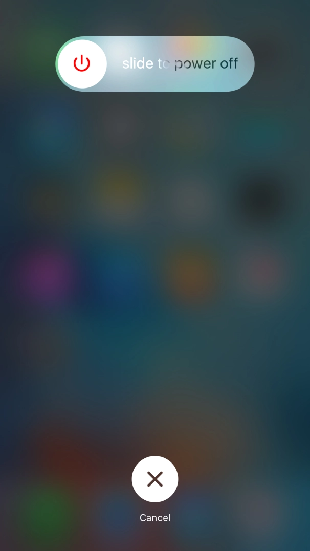 Press and drag the power off icon right.