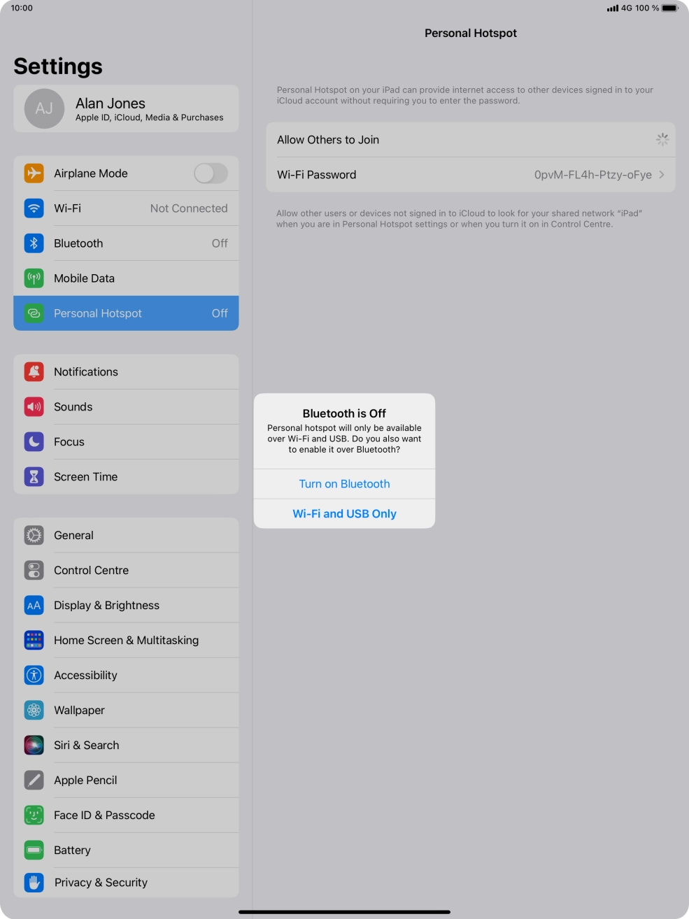 If Wi-Fi is turned on, press Wi-Fi and USB Only.