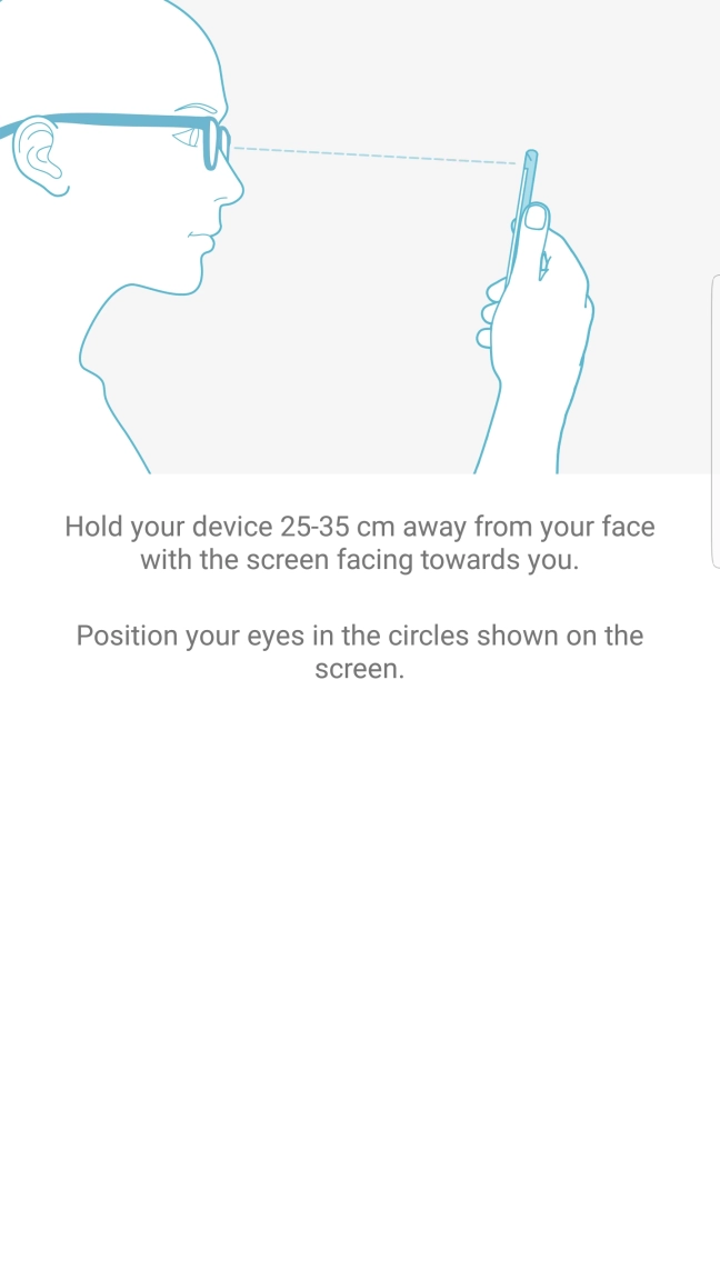 Follow the instructions on the screen to create the phone lock code using iris scanning.
