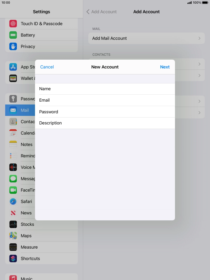 Press Description and key in the required name.