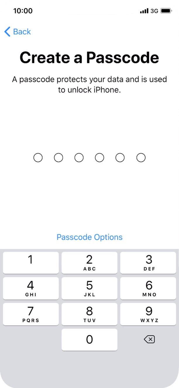 Press Passcode Options.