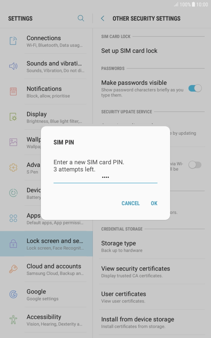 Key in a new four-digit PIN and press OK. Key in a new four-digit PIN and press OK.