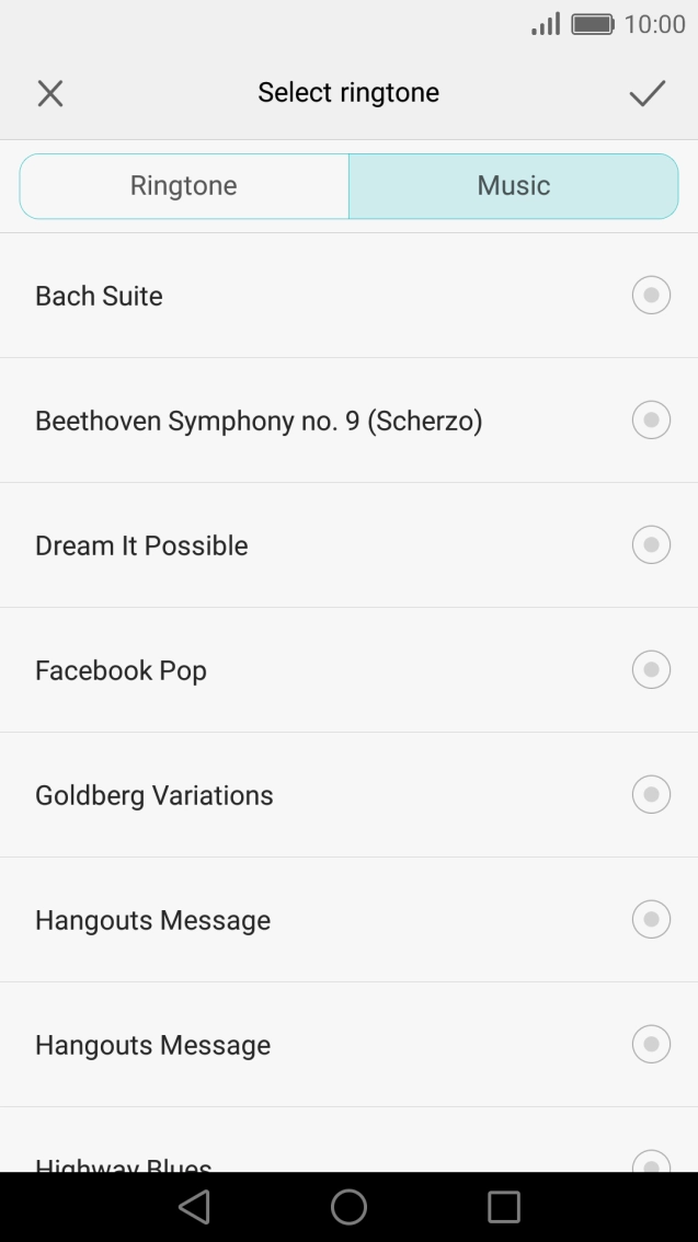 Press the different ring tones to hear them.