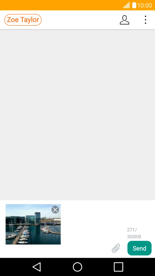 Press the text input field and write the text for your picture message.