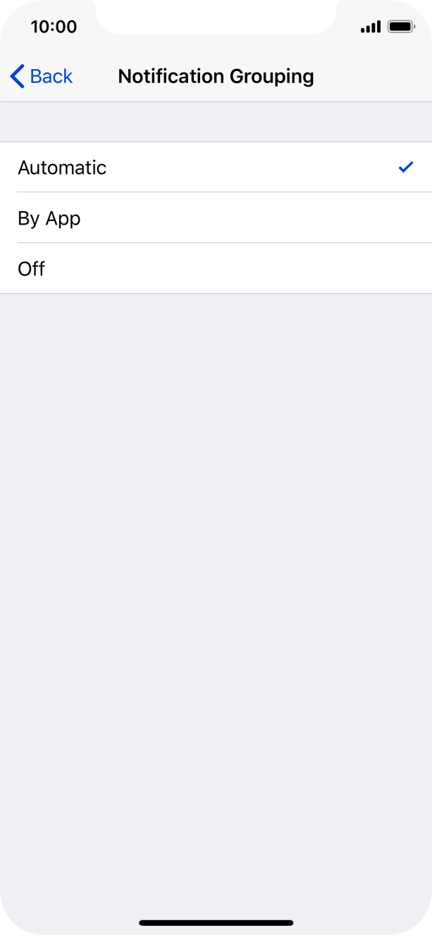 Press the required setting.