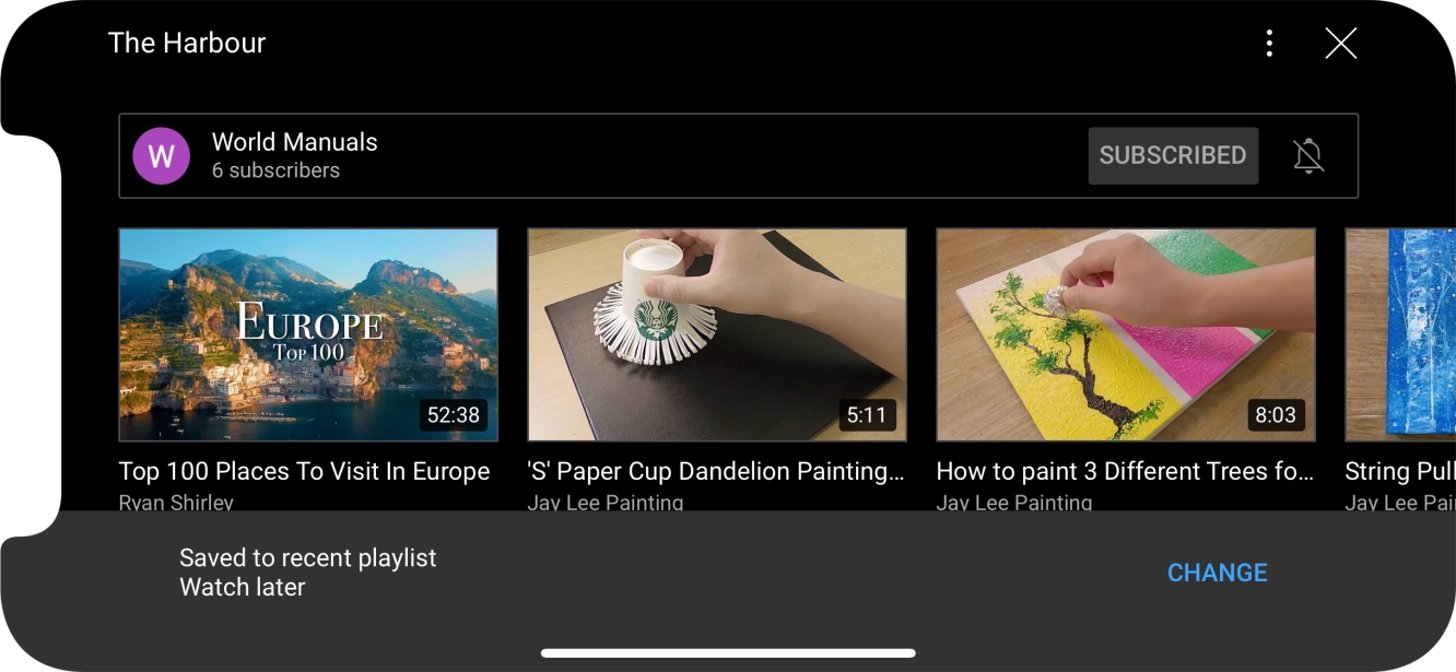 To save the video clip on a playlist, press CHANGE.