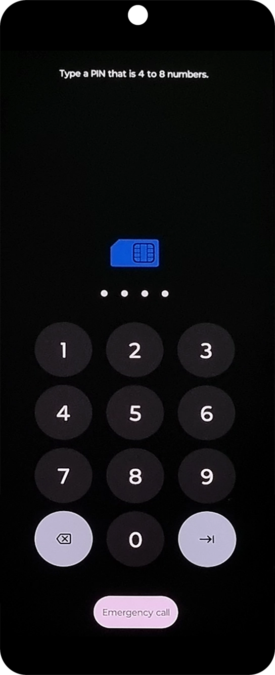 If your SIM is locked, key in your PIN and press arrow right. If your SIM is locked, key in your PIN and press arrow right.