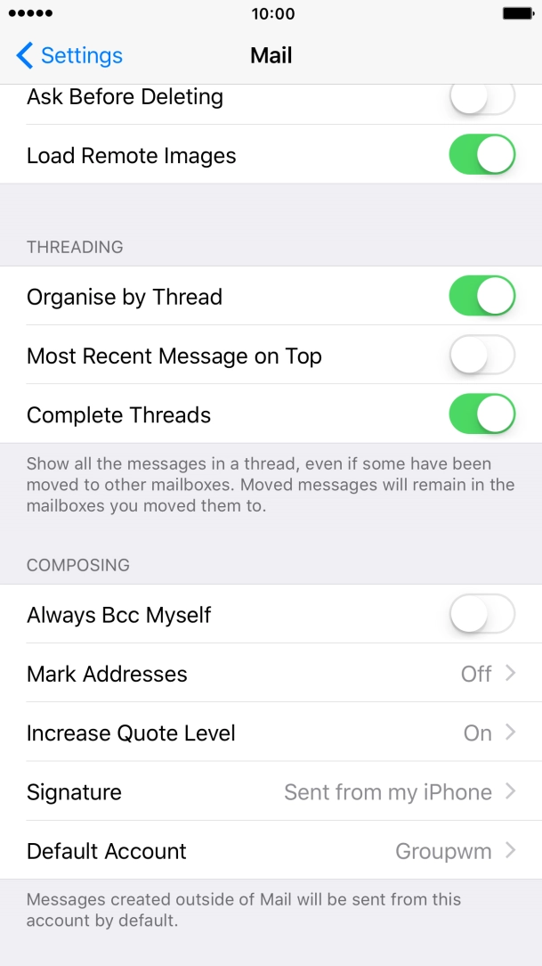 Press Default Account.