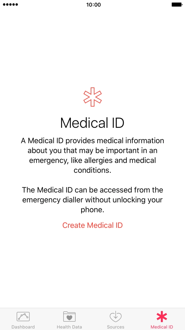 Press Create Medical ID.