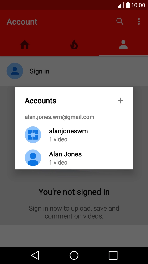 Press the required account.