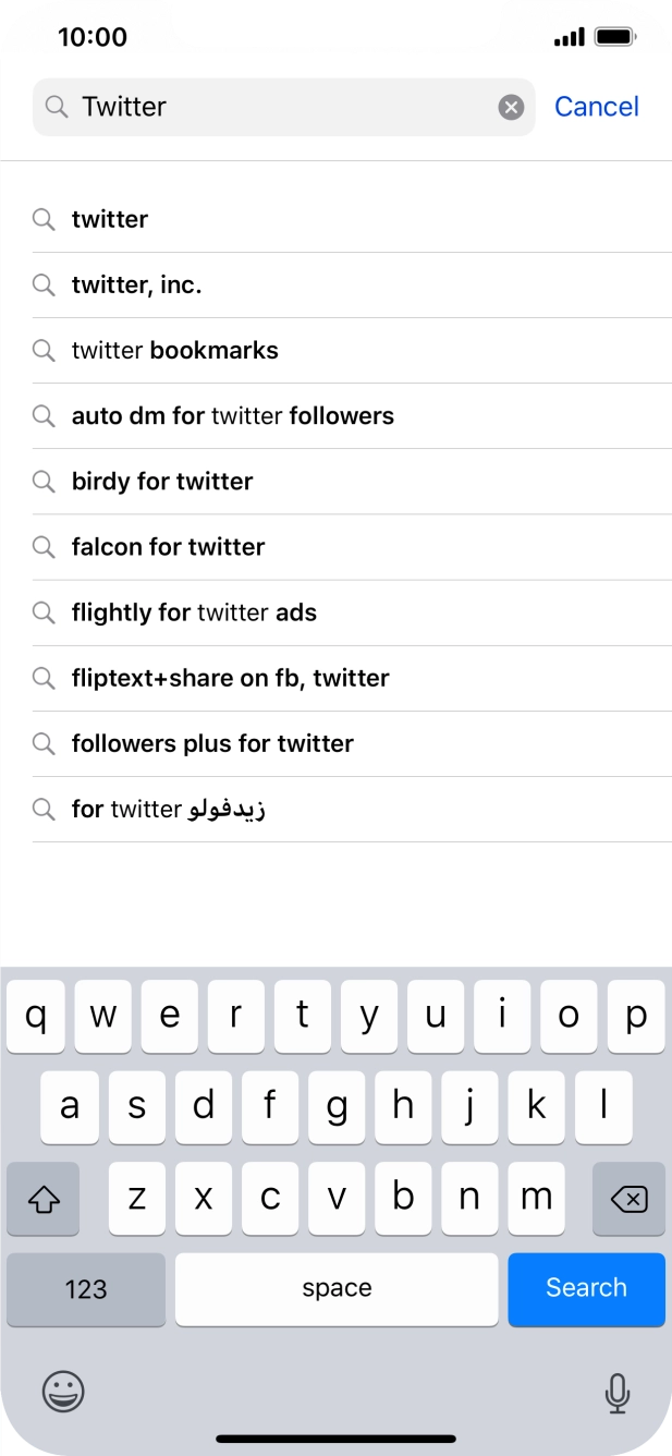 Key in Twitter and press Search.