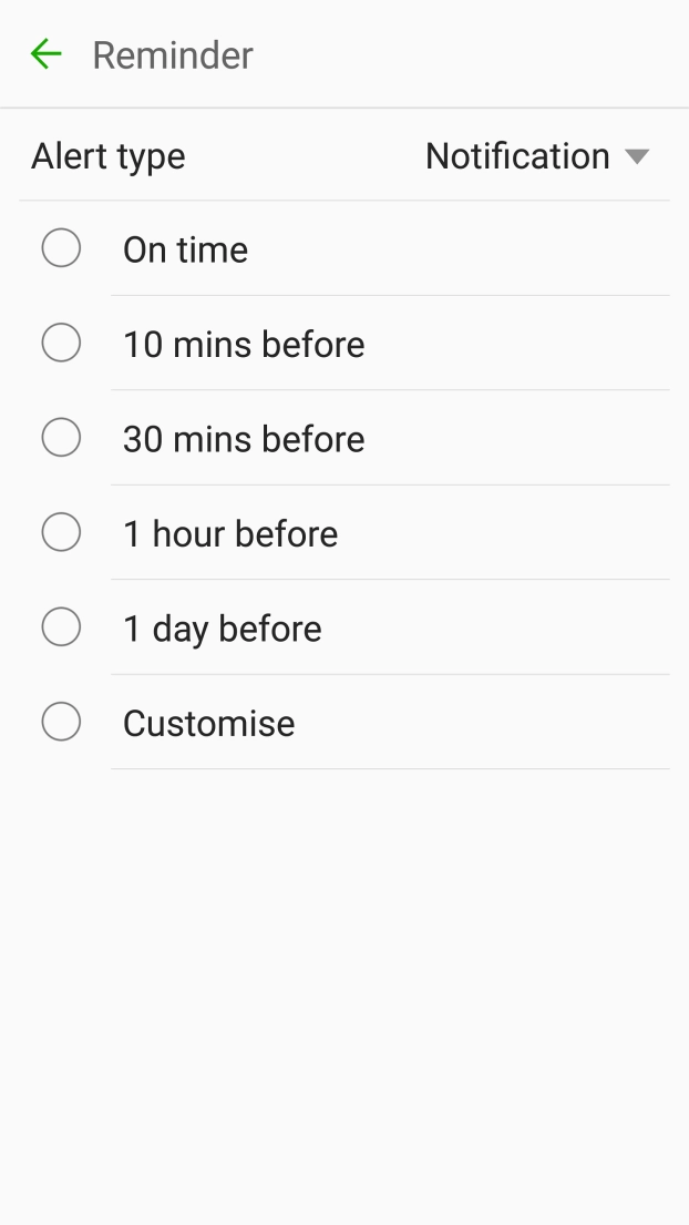 Press the required reminder.