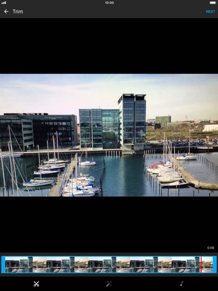 Follow the instructions on the screen to edit the video clip and press NEXT. Follow the instructions on the screen to edit the video clip and press NEXT.