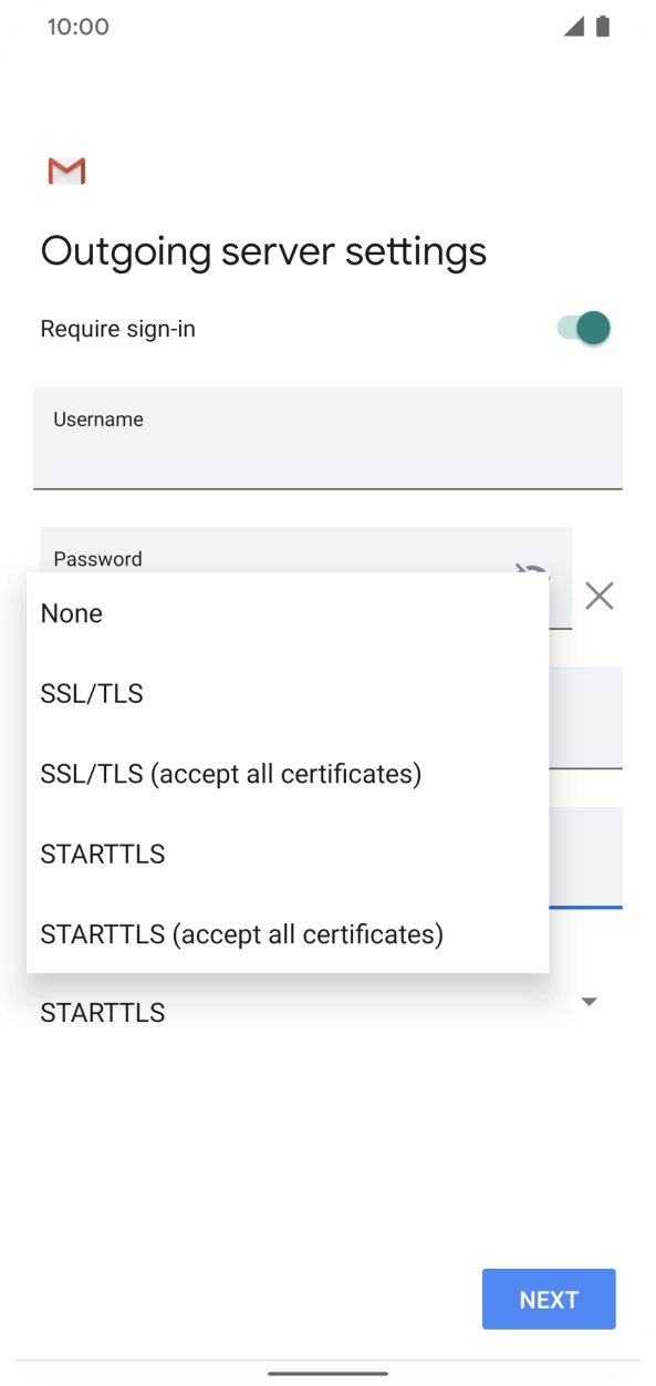 Press SSL/TLS (accept all certificates) to turn on the function.