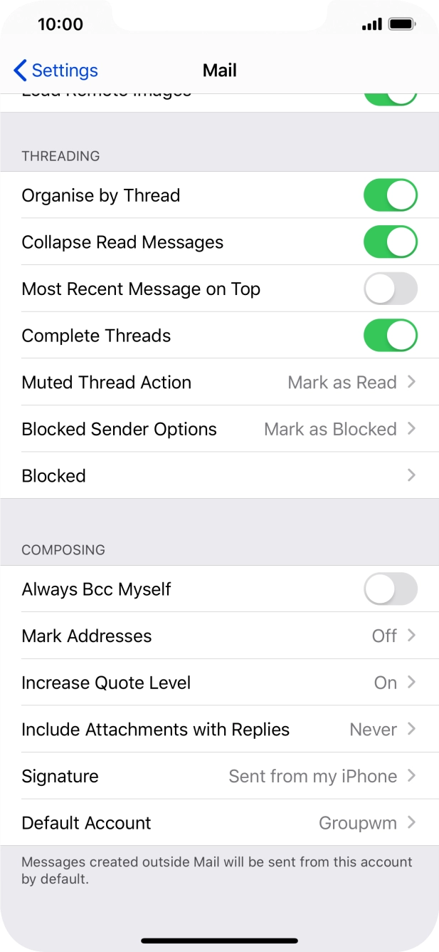 Press Default Account.