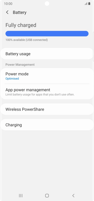 Press Power mode. Press Power mode.
