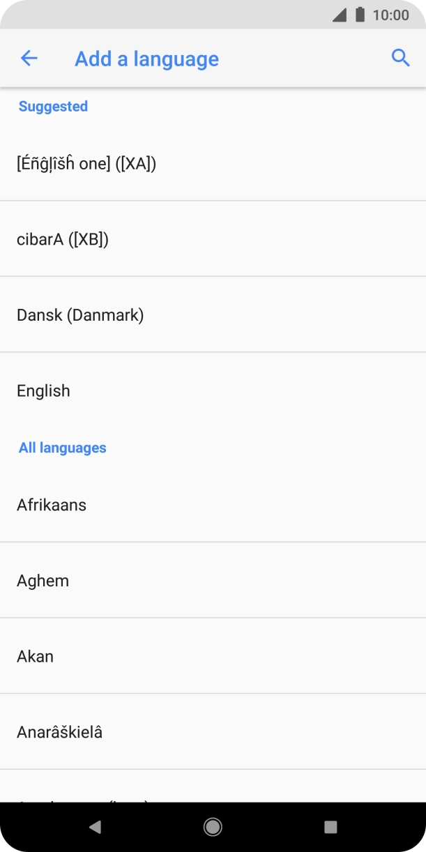 Press the required language to add it to the list of phone languages.