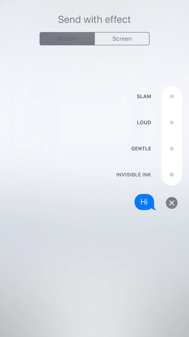 Press Bubble and follow the instructions on the screen to add a speech bubble effect to your iMessage.