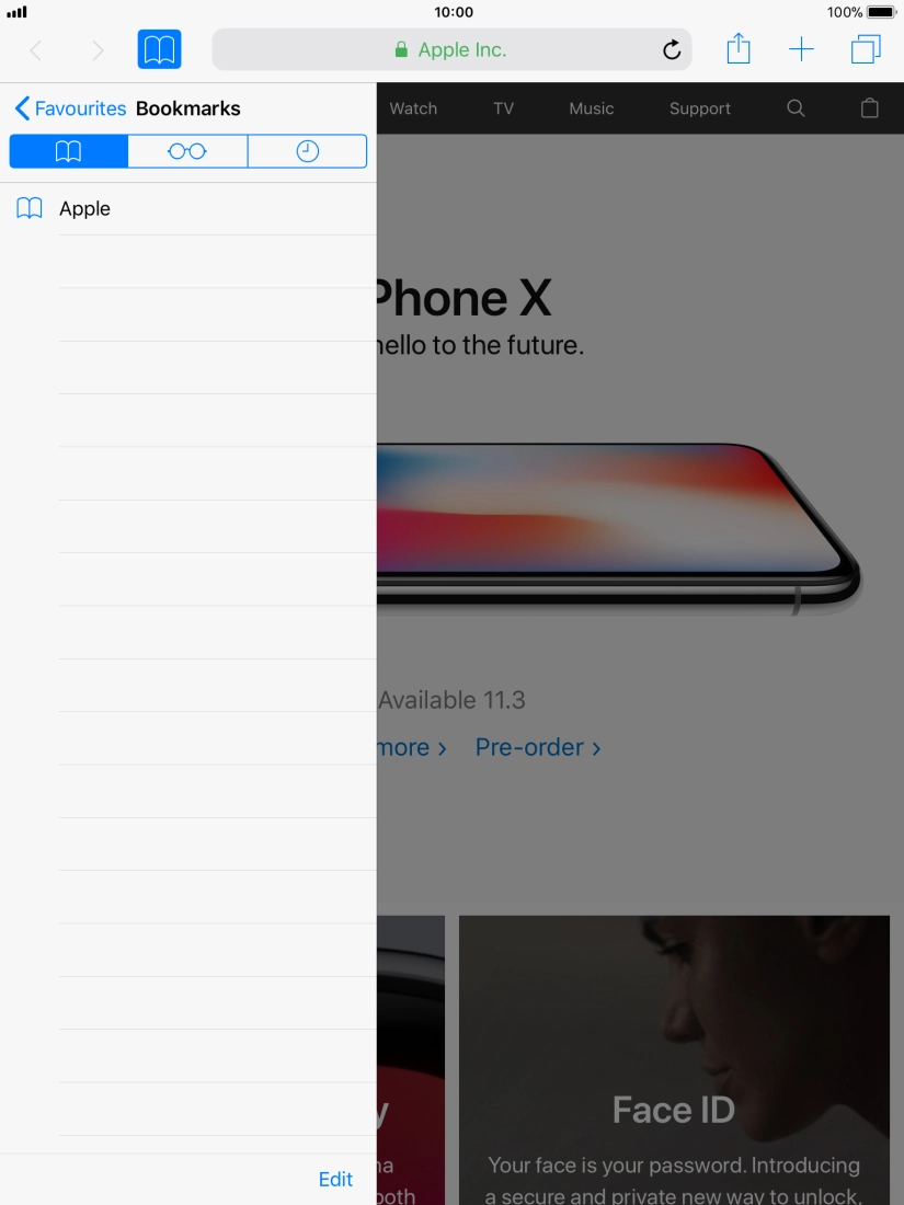 Press the required bookmark.