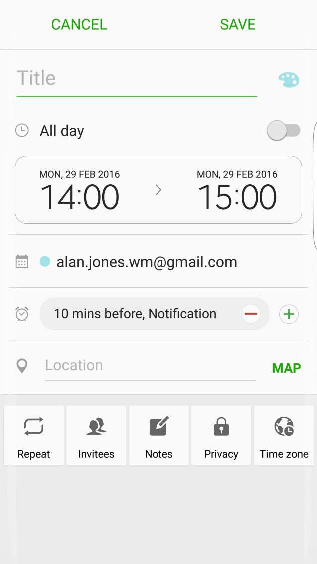 Press Title and key in the subject for the appointment.