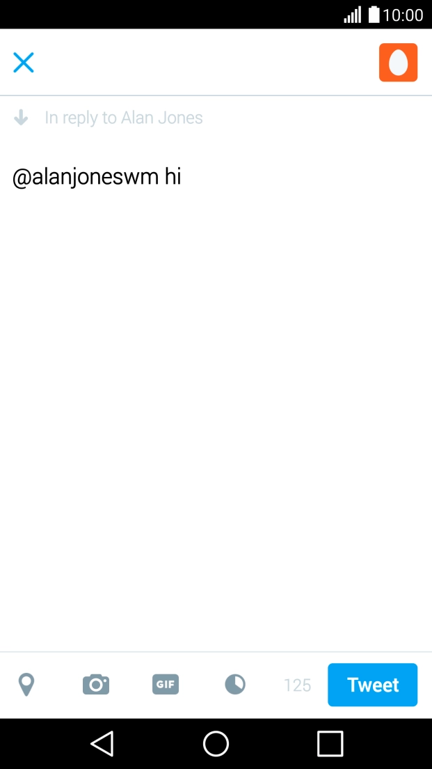 Write the required reply and press Tweet.