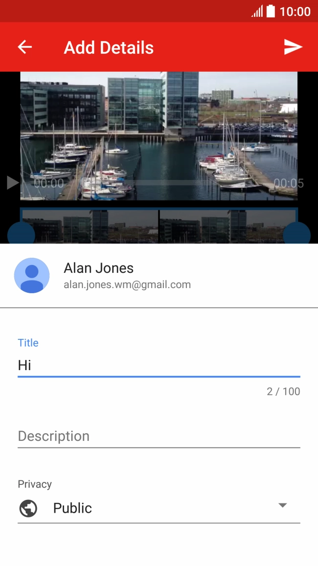 Key in the required text and press the upload icon.