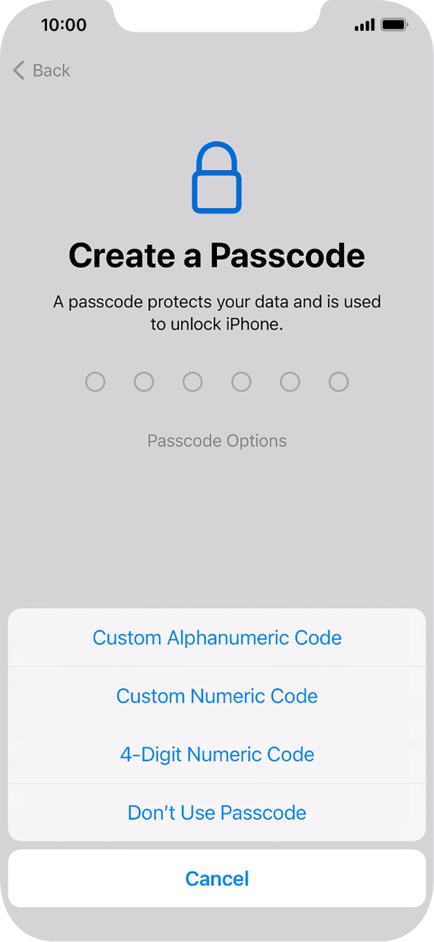 Follow the instructions on the screen to turn on use of phone lock code or press Don't Use Passcode. Follow the instructions on the screen to turn on use of phone lock code or press Don't Use Passcode.