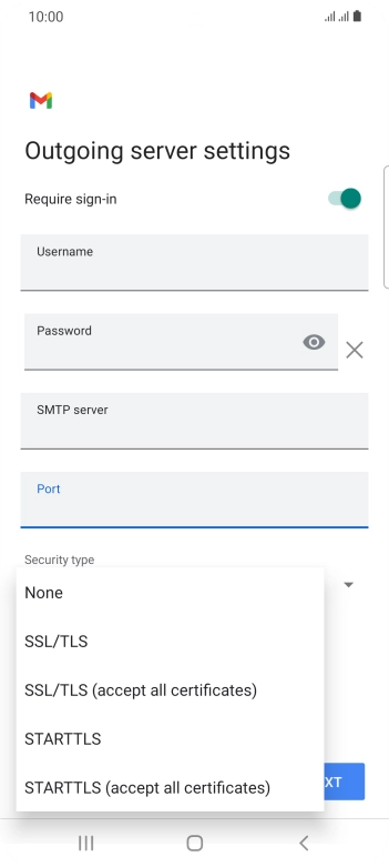 Press SSL/TLS. Press SSL/TLS.