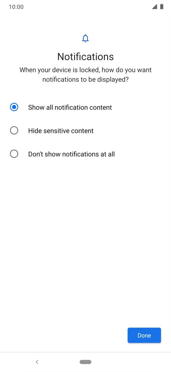 Press the required setting.