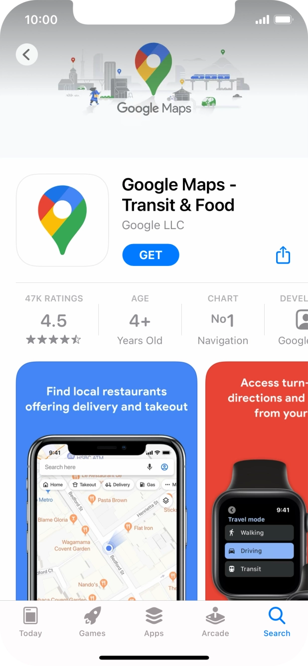 Press GET and follow the instructions on the screen to install the app.