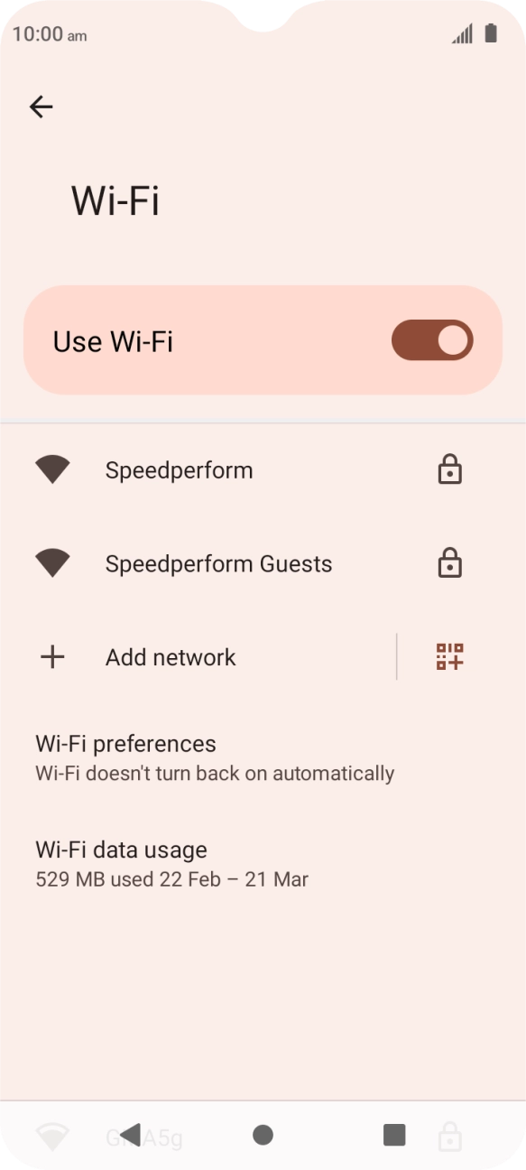 Press the required Wi-Fi network.